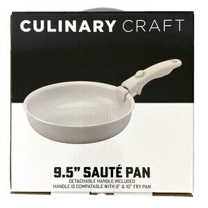 CULINARY CRAFT 9.5" Saute Pan White Ceramic Nonstick Coat Skillet Detach Handle